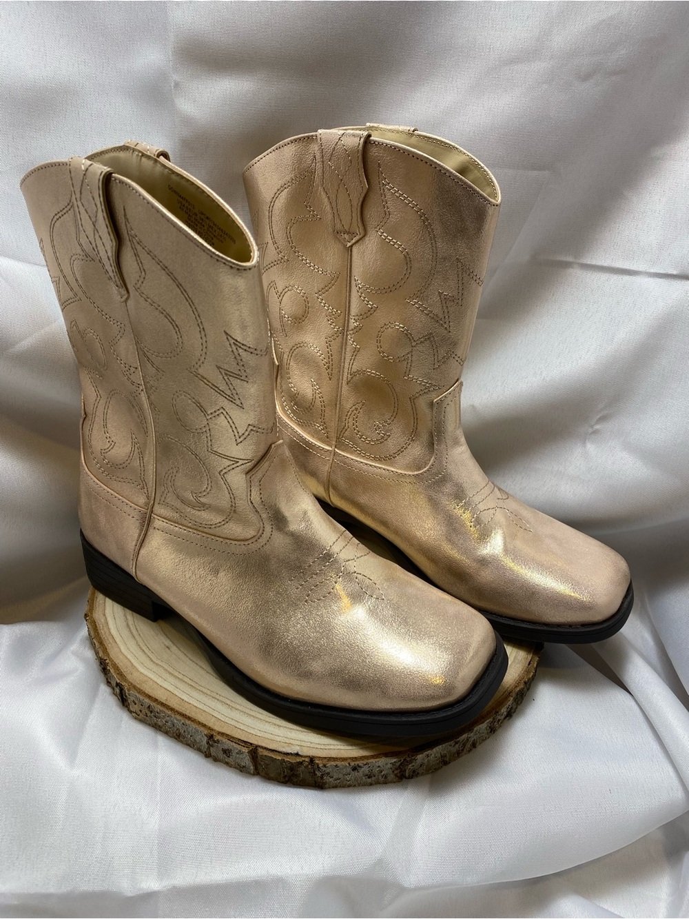 wonder nation Metallic Cream Western Ankle Boots Sz-6
